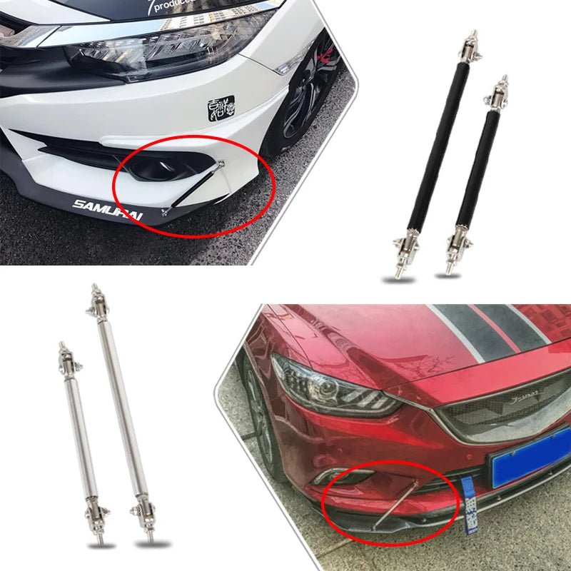 2psc Universal Racing Adjustable Front Rear Bumper Lip Splitter Support Bar / pull rod Kit Racing 75mm/100mm/150mm/200mm - PrimeNest