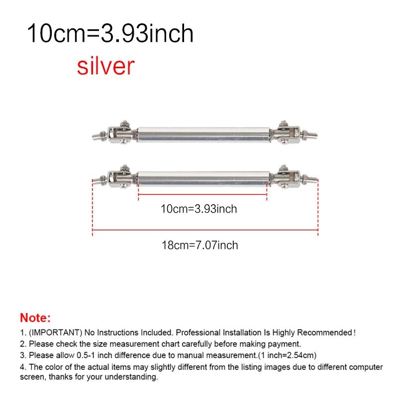 2psc Universal Racing Adjustable Front Rear Bumper Lip Splitter Support Bar / pull rod Kit Racing 75mm/100mm/150mm/200mm - PrimeNest