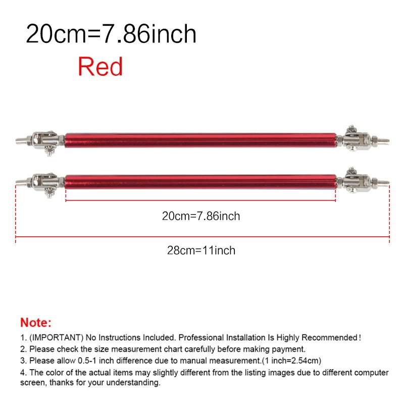 2psc Universal Racing Adjustable Front Rear Bumper Lip Splitter Support Bar / pull rod Kit Racing 75mm/100mm/150mm/200mm - PrimeNest