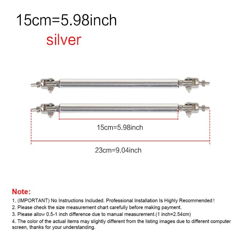 2psc Universal Racing Adjustable Front Rear Bumper Lip Splitter Support Bar / pull rod Kit Racing 75mm/100mm/150mm/200mm - PrimeNest