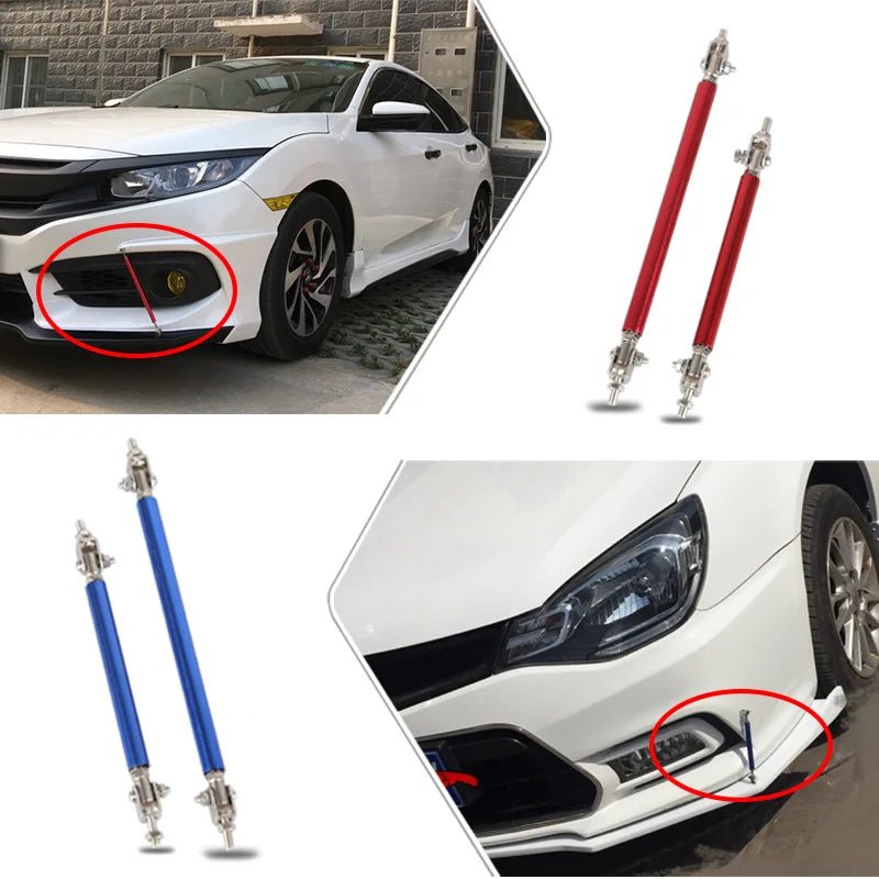 2psc Universal Racing Adjustable Front Rear Bumper Lip Splitter Support Bar / pull rod Kit Racing 75mm/100mm/150mm/200mm - PrimeNest