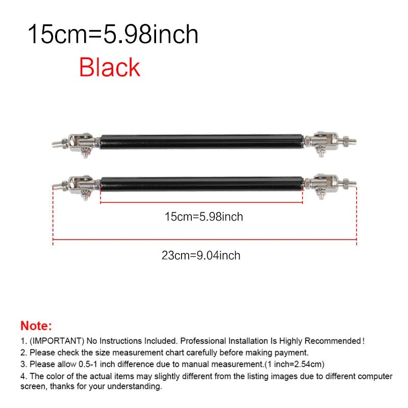 2psc Universal Racing Adjustable Front Rear Bumper Lip Splitter Support Bar / pull rod Kit Racing 75mm/100mm/150mm/200mm - PrimeNest