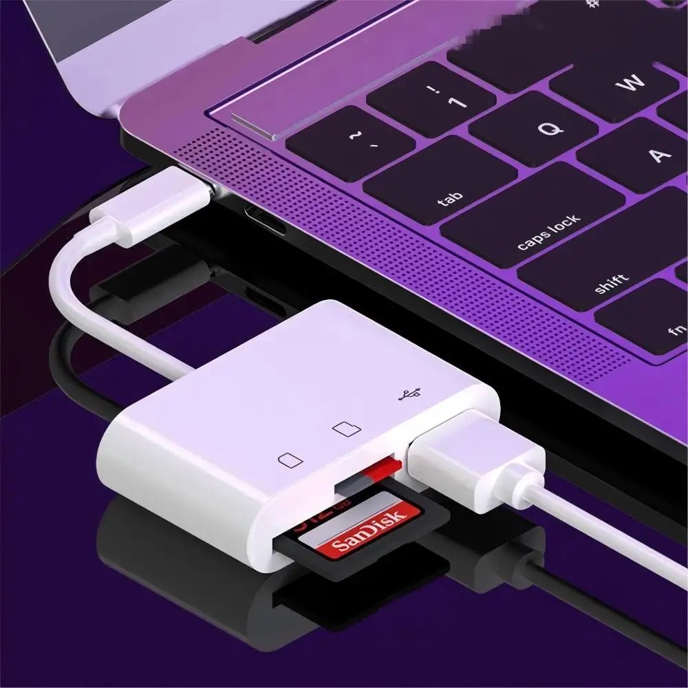 3-in-1 Type C adapter for TF, CF, and SD memory card readers, compatible with Huawei, MacBook Pro, and other devices - PrimeNest