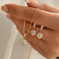 3 Pcs Heart Pendant Jewelry Set Of Earring Pendant Necklace For Women Exquisite Fashion Rhinestone Double Heart Jewelry Set Gift - PrimeNest