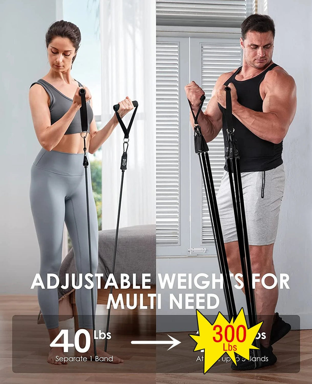 300lb Fitness Booty Resistance Elastic Band Workout for Training Home Exercise Sport Gym Dumbbell Harness Set Expander Equipment - PrimeNest