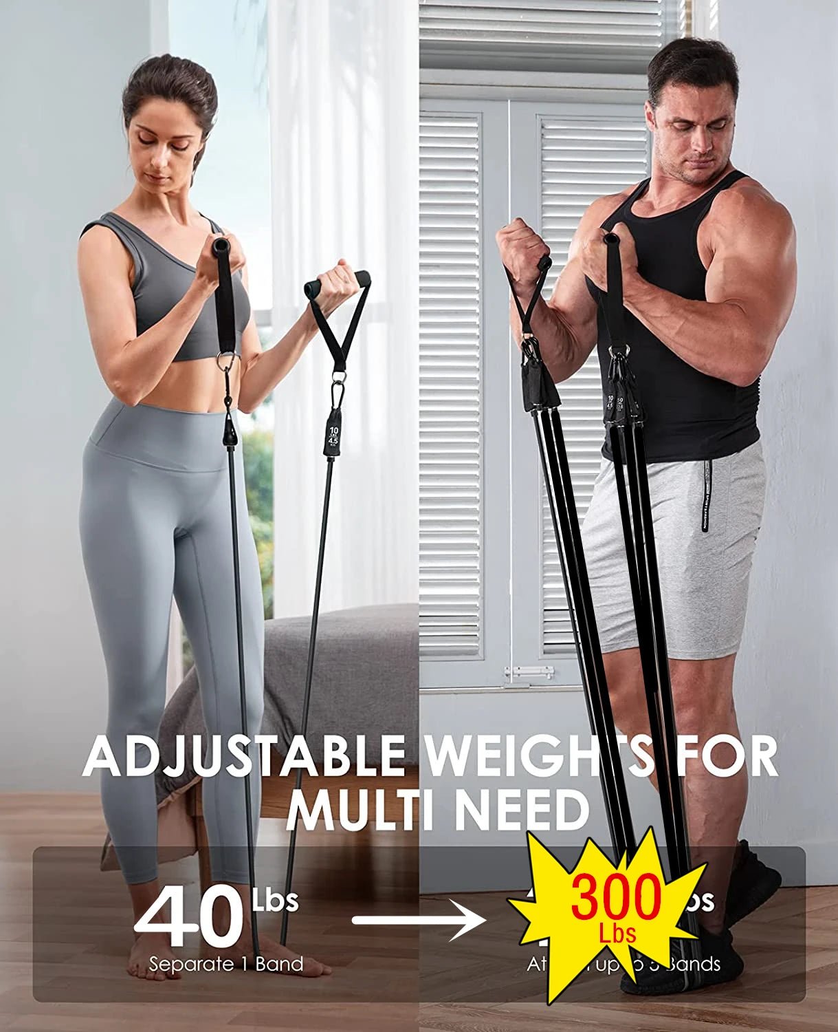 300lb Fitness Booty Resistance Elastic Band Workout for Training Home Exercise Sport Gym Dumbbell Harness Set Expander Equipment - PrimeNest