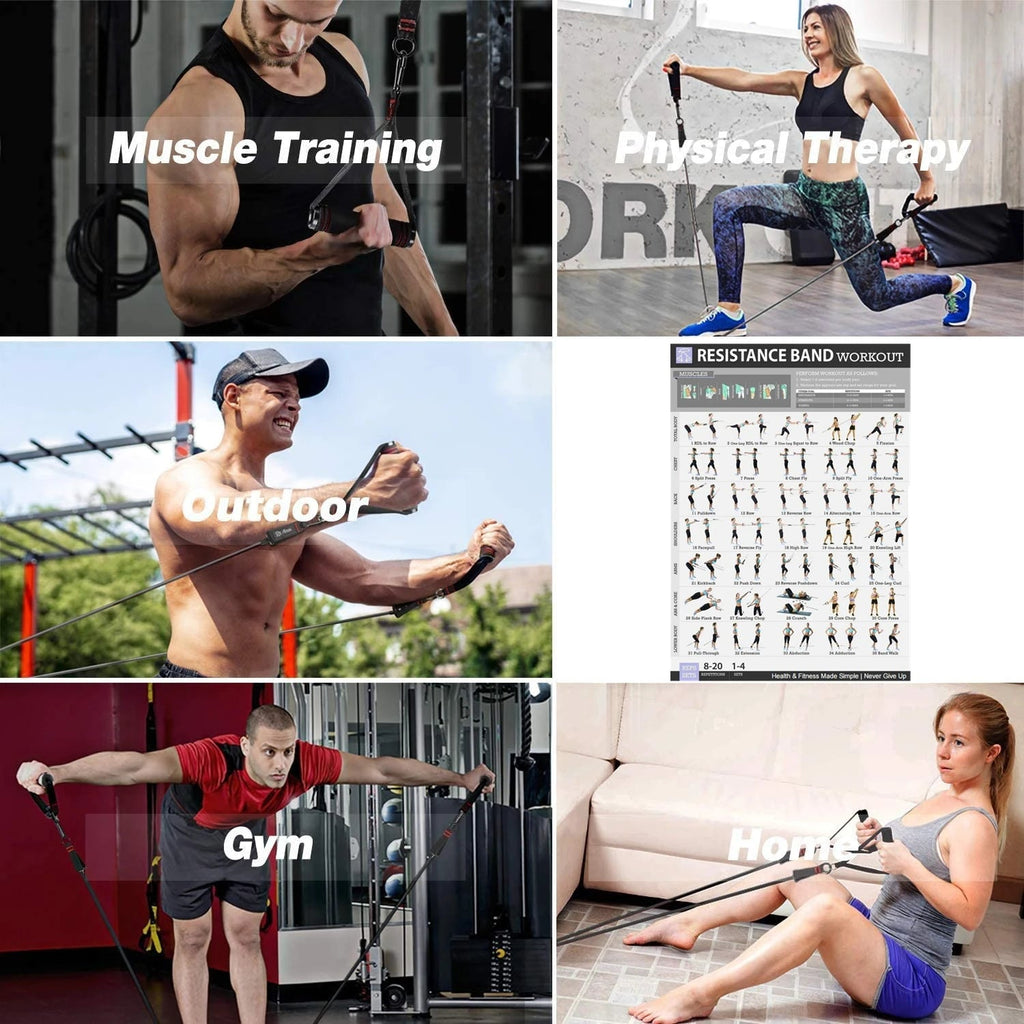 300lb Fitness Booty Resistance Elastic Band Workout for Training Home Exercise Sport Gym Dumbbell Harness Set Expander Equipment - PrimeNest