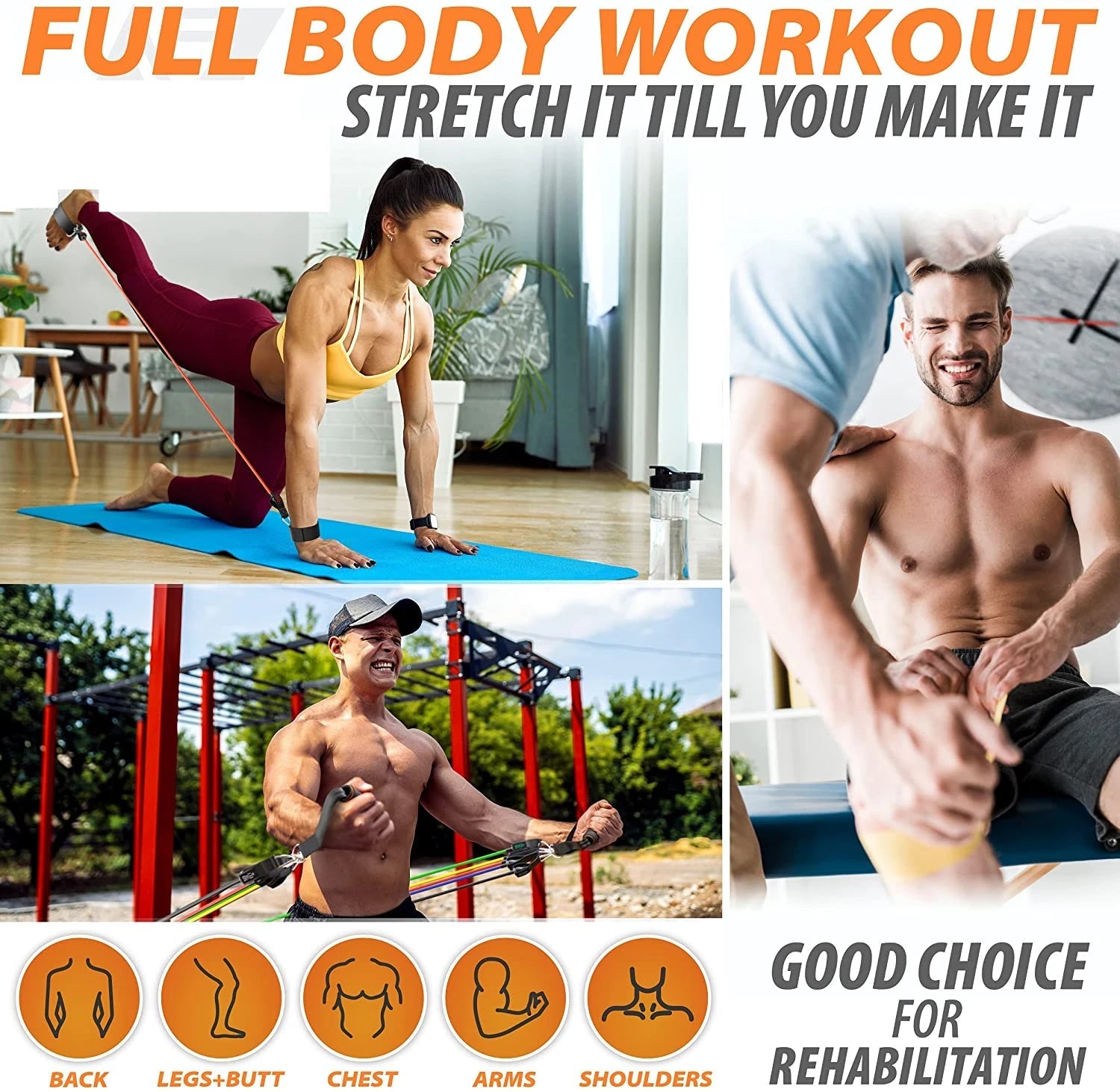300lb Fitness Booty Resistance Elastic Band Workout for Training Home Exercise Sport Gym Dumbbell Harness Set Expander Equipment - PrimeNest