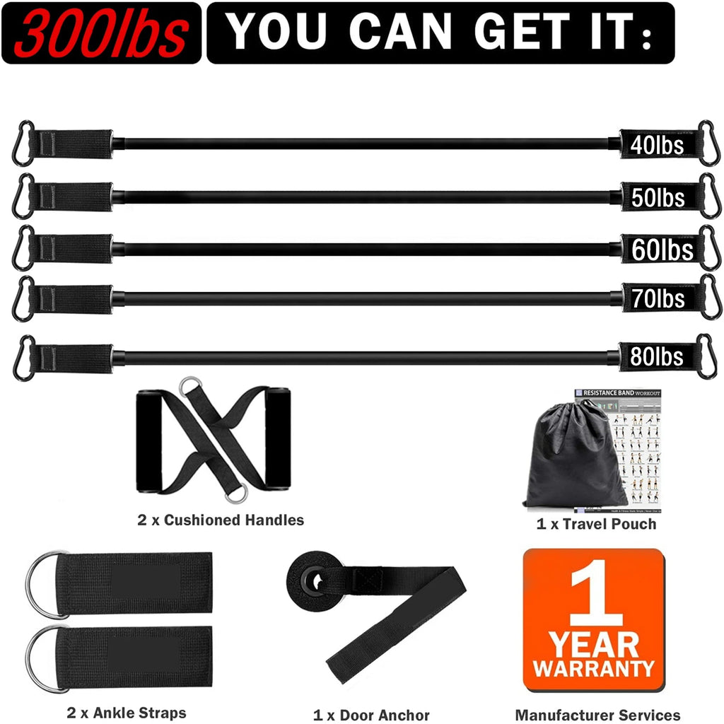 300lb Fitness Booty Resistance Elastic Band Workout for Training Home Exercise Sport Gym Dumbbell Harness Set Expander Equipment - PrimeNest