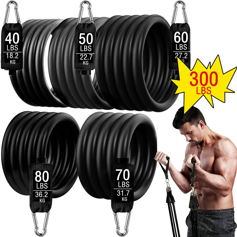 300lb Fitness Booty Resistance Elastic Band Workout for Training Home Exercise Sport Gym Dumbbell Harness Set Expander Equipment - PrimeNest