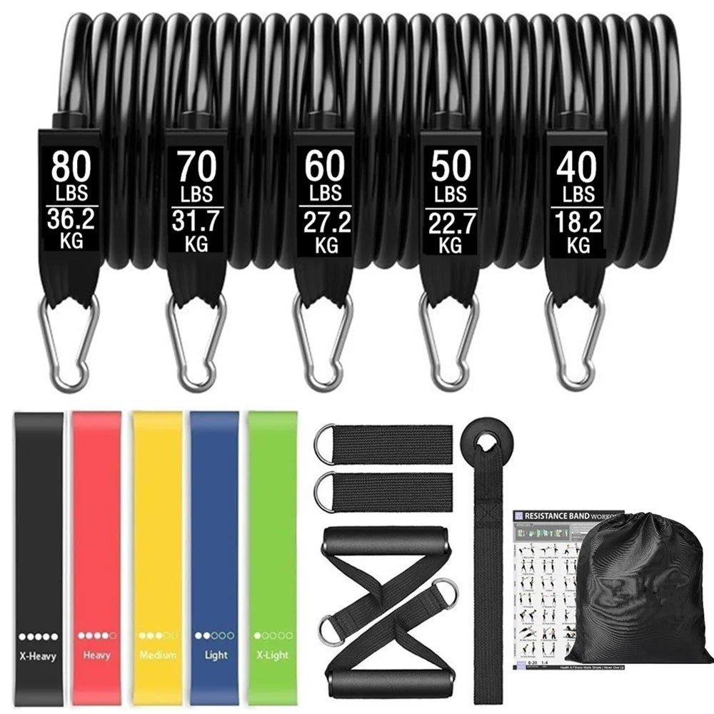 300lb Fitness Booty Resistance Elastic Band Workout for Training Home Exercise Sport Gym Dumbbell Harness Set Expander Equipment - PrimeNest