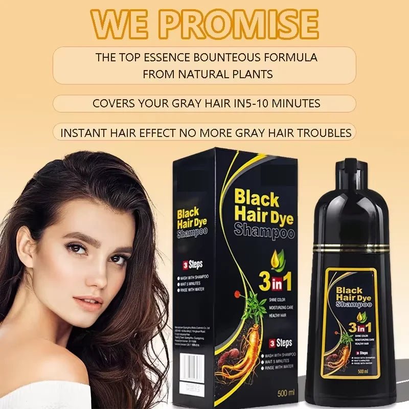 30ml/500ml 3-in-1 Quick Hair Dye Shampoo Natural Black Herbal Hair Dye Moisturizes Mild Hair Dye Conditioner Hair Care Products - PrimeNest