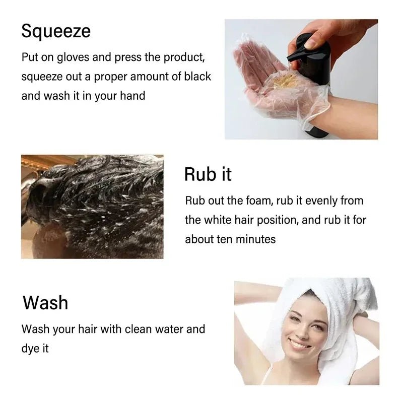 30ml/500ml 3-in-1 Quick Hair Dye Shampoo Natural Black Herbal Hair Dye Moisturizes Mild Hair Dye Conditioner Hair Care Products - PrimeNest