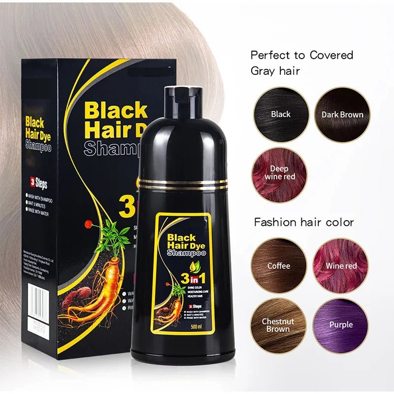30ml/500ml 3-in-1 Quick Hair Dye Shampoo Natural Black Herbal Hair Dye Moisturizes Mild Hair Dye Conditioner Hair Care Products - PrimeNest