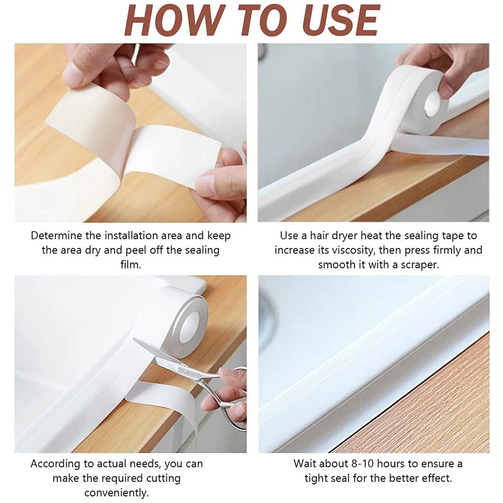 3.2M Bath Caulk Tape Self Adhesive PVC Oil-Proof Kitchen Sink Edge Corner Wall Sticker Waterproof Toilet Sealing Strip Tape - PrimeNest