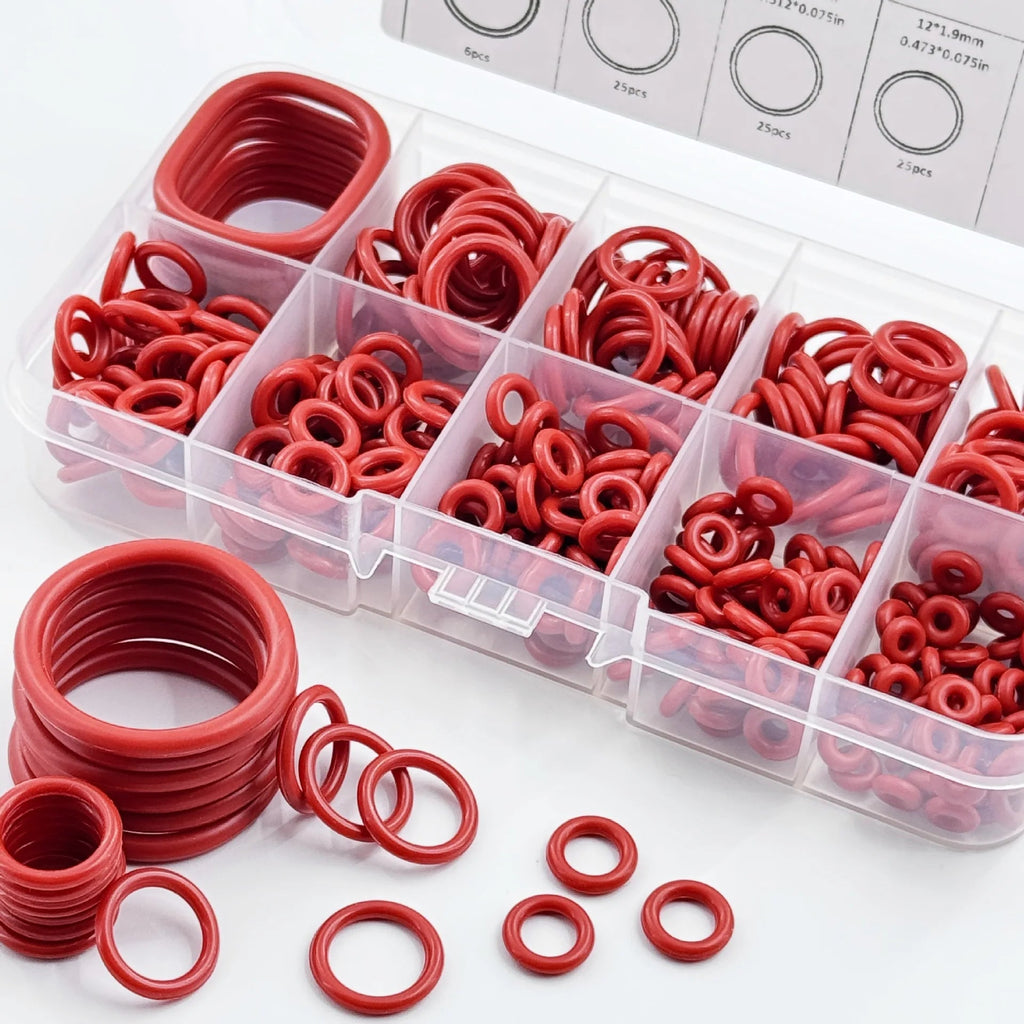 351pcs silicone O-ring set, 10 sizes, oil and heat resistant, suitable for cars and pipelines - PrimeNest