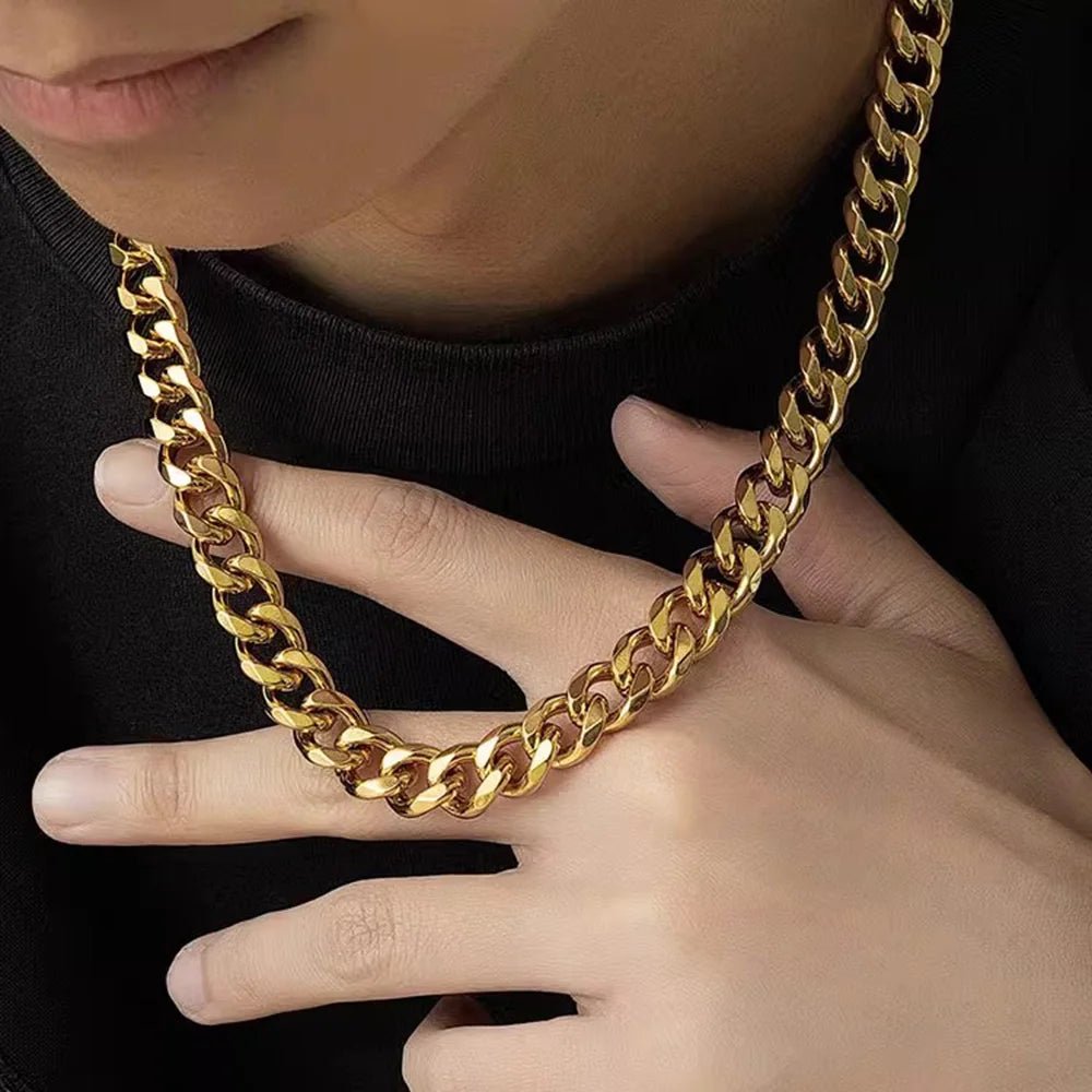3/5/7mm Stainless Steel Cuban Link Chain Classic Punk Personality Jewelry Simple Fashion Hip-hop Couple Necklace for Men Women - PrimeNest