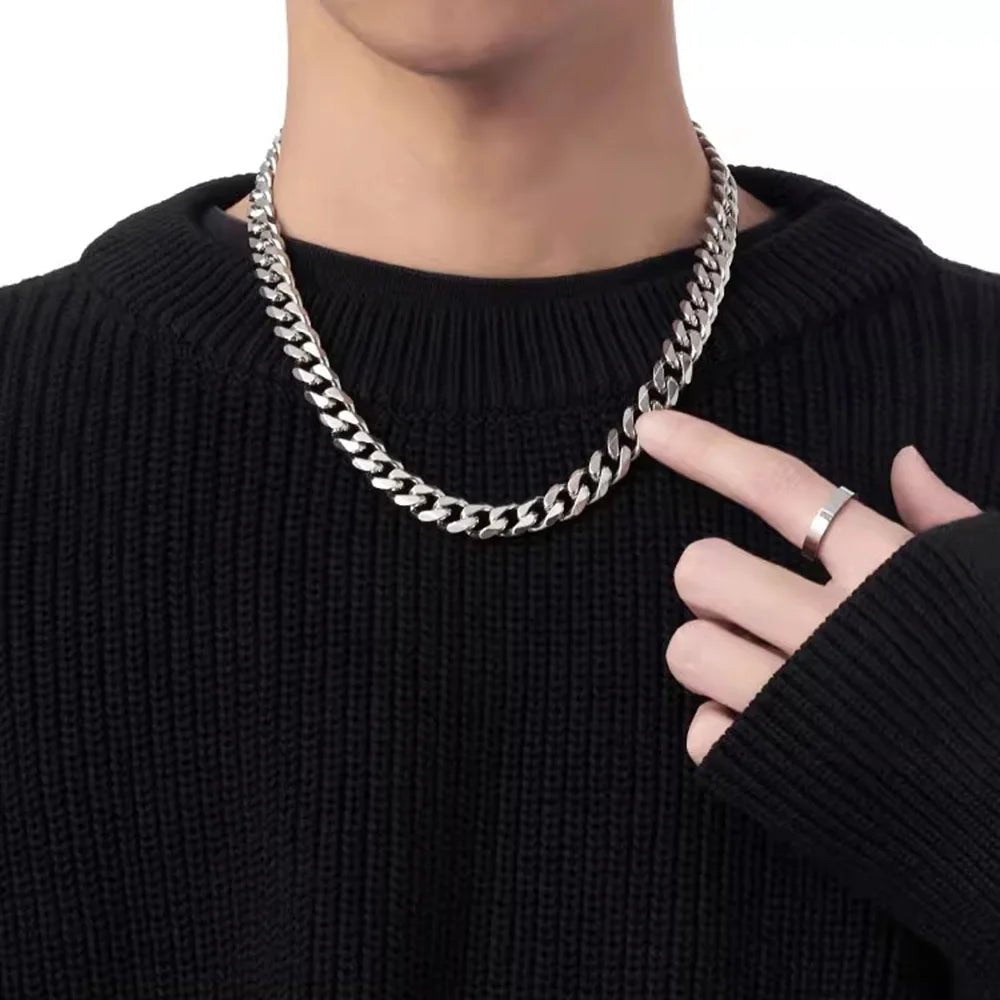 3/5/7mm Stainless Steel Cuban Link Chain Classic Punk Personality Jewelry Simple Fashion Hip-hop Couple Necklace for Men Women - PrimeNest