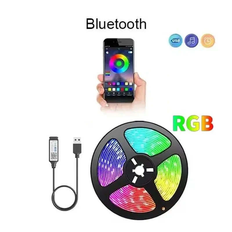 1M-30M USB LED Strip Lights Multicolor Bluetooth Control With 24Key Remote Music Sync Flexible Lamp for Home Party Decoration