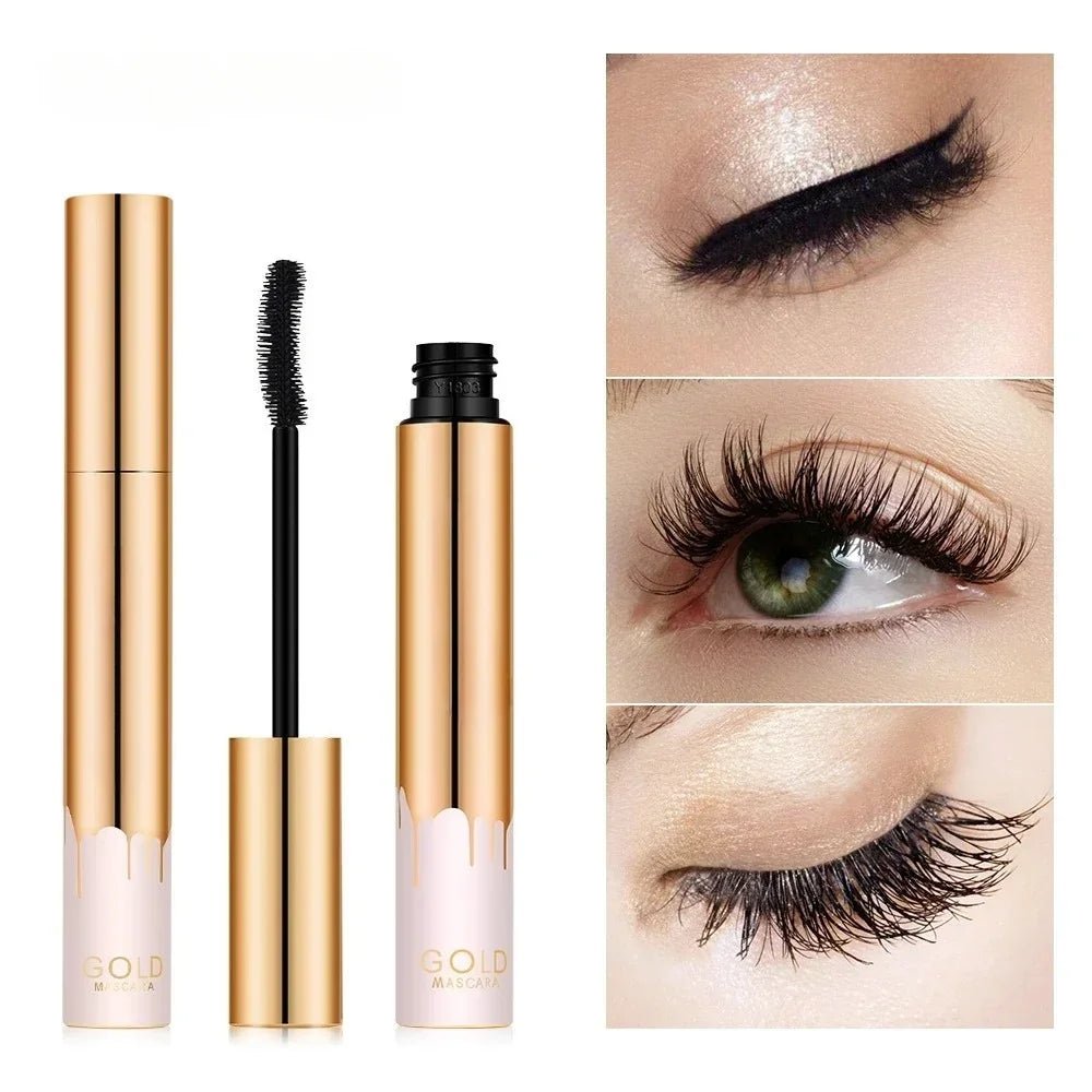 3D Mascara Lengthening Black Lash Eyelash Extension Eye Lashes Brush Beauty Makeup Long-wearing Gold Color Mascara - PrimeNest