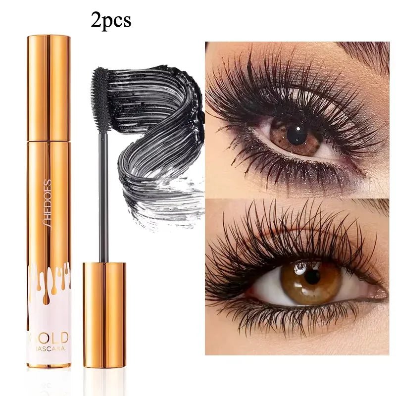 3D Mascara Lengthening Black Lash Eyelash Extension Eye Lashes Brush Beauty Makeup Long-wearing Gold Color Mascara - PrimeNest