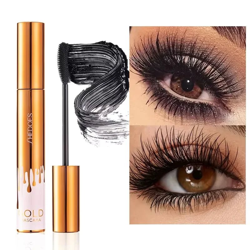 3D Mascara Lengthening Black Lash Eyelash Extension Eye Lashes Brush Beauty Makeup Long-wearing Gold Color Mascara - PrimeNest