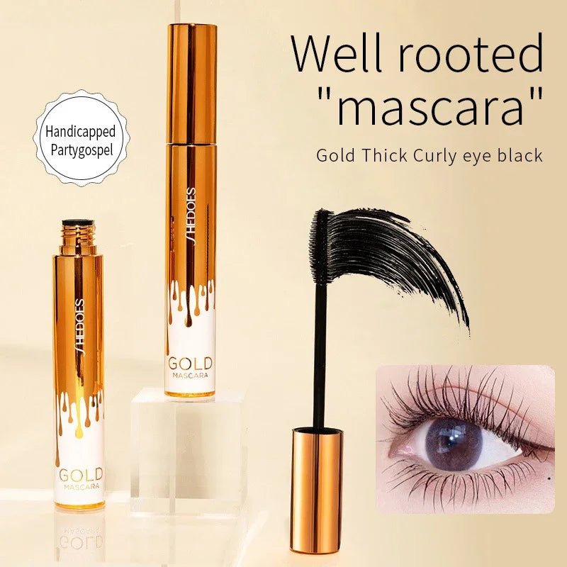 3D Mascara Lengthening Black Lash Eyelash Extension Eye Lashes Brush Beauty Makeup Long-wearing Gold Color Mascara - PrimeNest