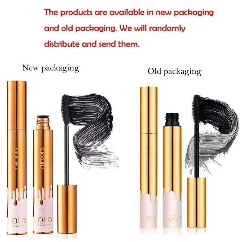 3D Mascara Lengthening Black Lash Eyelash Extension Eye Lashes Brush Beauty Makeup Long-wearing Gold Color Mascara - PrimeNest