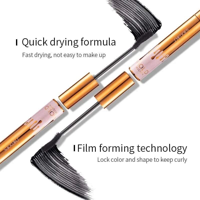 3D Mascara Lengthening Black Lash Eyelash Extension Eye Lashes Brush Beauty Makeup Long-wearing Gold Color Mascara - PrimeNest