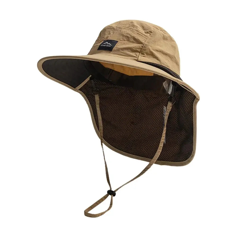Summer UV Protection Hiking Hat Quick-drying Wide Brim Outdoor Visor Bucket Hats Mesh Breathable Sun Hat Outdoor Cycling Hat