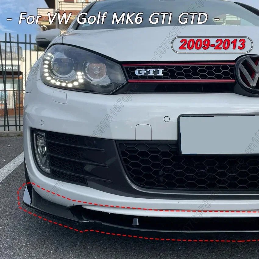 3pcs For Volkswagen Golf 6 MK6 GTI GTD 2009-2013 Car Front Bumper Lip Spoiler Splitter Diffuser Cover Deflector Body Kit Tuning - PrimeNest