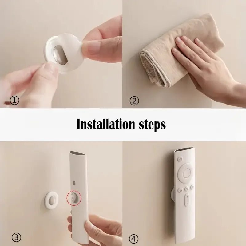 3pcs No Drill Magnetic Remote Holder - Wall Mount for TV/AC/DVD Remotes, White Space-Saving Design - PrimeNest