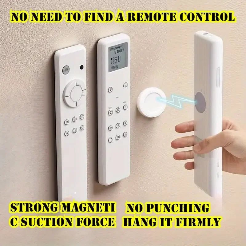 3pcs No Drill Magnetic Remote Holder - Wall Mount for TV/AC/DVD Remotes, White Space-Saving Design - PrimeNest