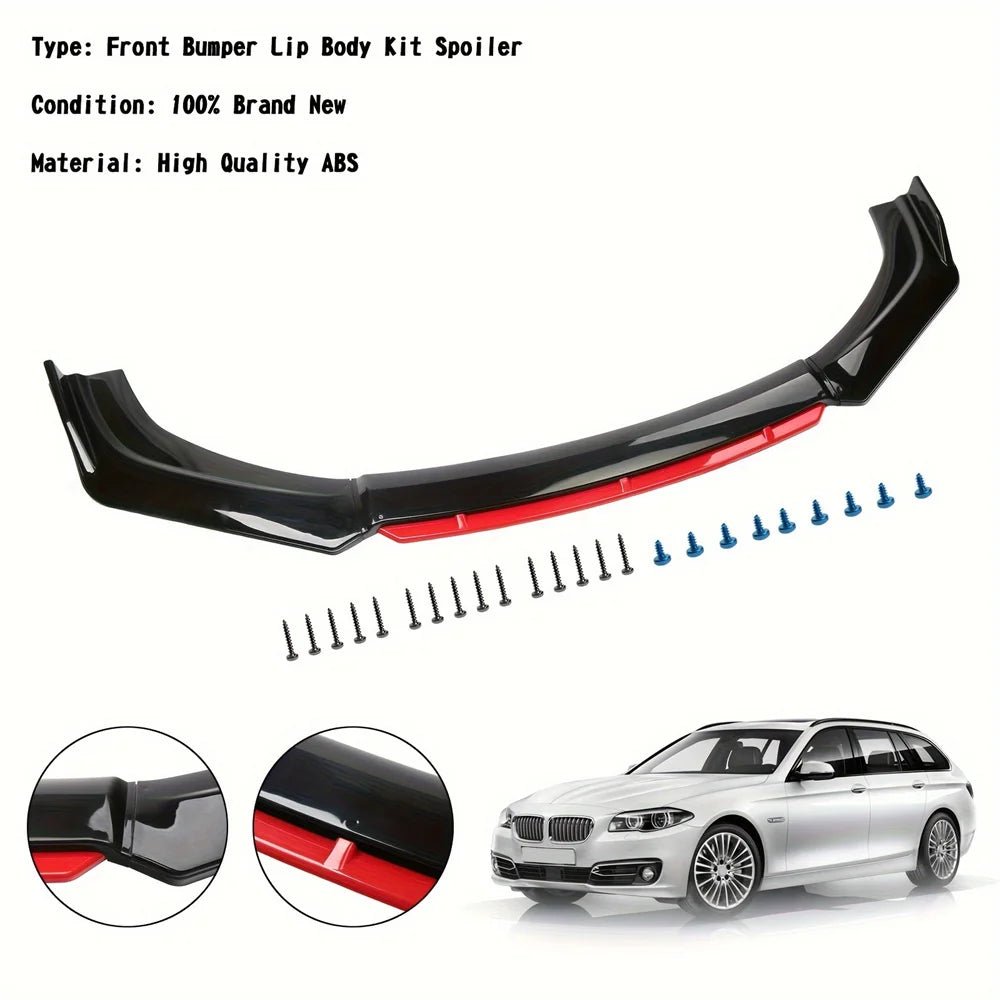 3PCS Universal Car Front Bumper Lip Splitter Body Kit Spoiler Diffuser Protector Impact-Resistant - PrimeNest