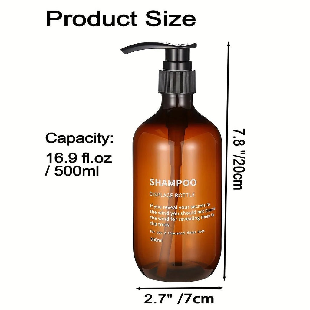 3pcs Waterproof Shampoo Conditioner Dispenser Set Reusable Pump Bottles for Shower Soap Body Wash Hair Care with Printed Label - PrimeNest
