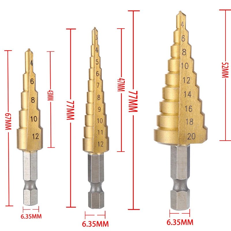 4-32 mm 4-20 mm HSS Titanium Coated Step Drill Bit High Speed Steel Metal Wood Hole Cutter Cone Drilling Tool - PrimeNest