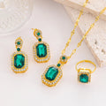 4 pieces of women's fashionable square jewelry necklace with earrings, ring set, banquet party, birthday gift accessories - PrimeNest