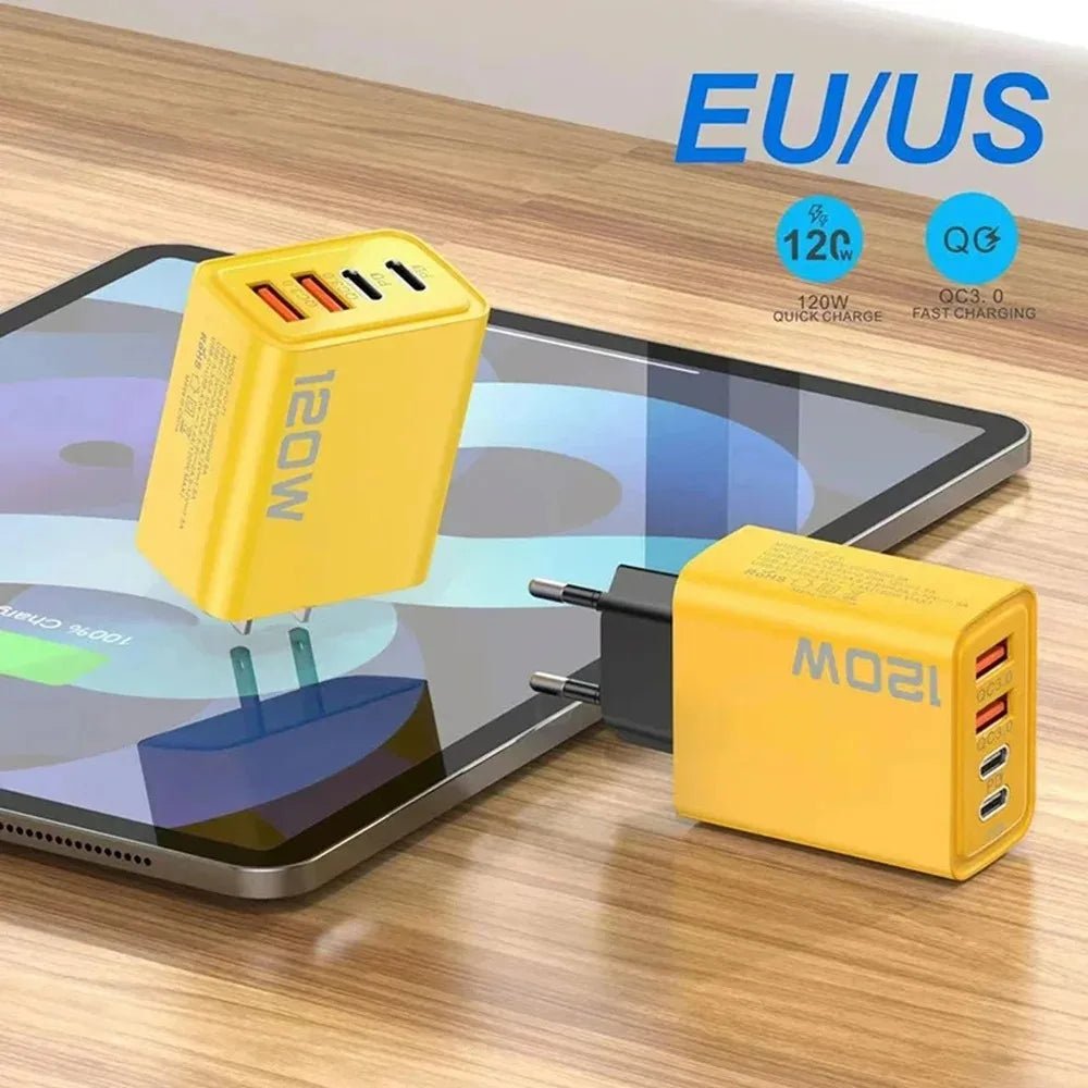 4 Ports USB C PD Charger Quick Charge 3.0 Type C USB Phone Chargers Fast Charging Adapter For iPhone 16 15 Samsung Xiaomi Huawei - PrimeNest