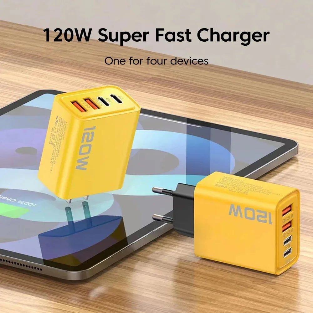 4 Ports USB C PD Charger Quick Charge 3.0 Type C USB Phone Chargers Fast Charging Adapter For iPhone 16 15 Samsung Xiaomi Huawei - PrimeNest