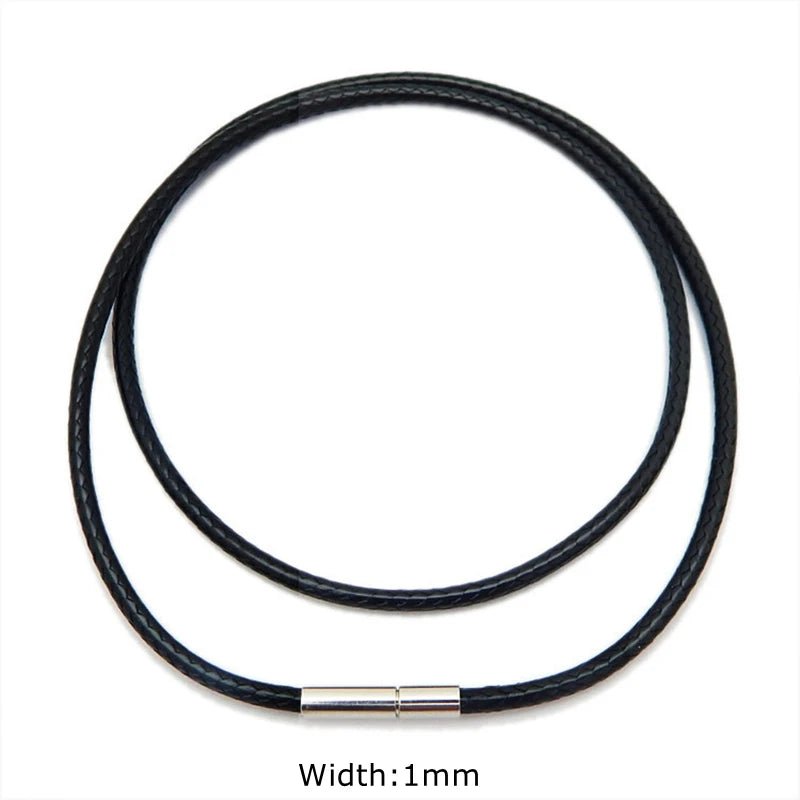 40-65cm 1-3mm Waterproof Braided Leather Necklace Cord Waxed Rope Stainless Steel Lobster Clasp Connector Chain for Men 2035 - PrimeNest