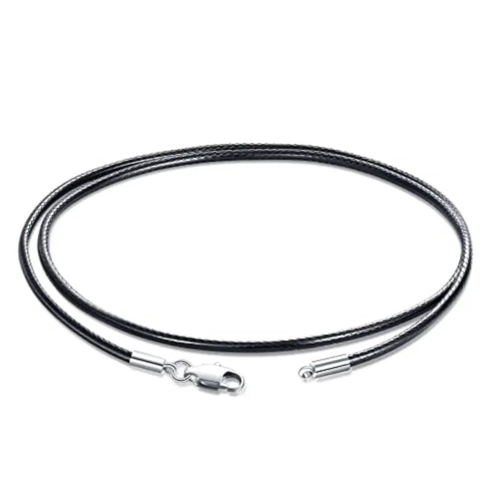 40-65cm 1-3mm Waterproof Braided Leather Necklace Cord Waxed Rope Stainless Steel Lobster Clasp Connector Chain for Men 2035 - PrimeNest