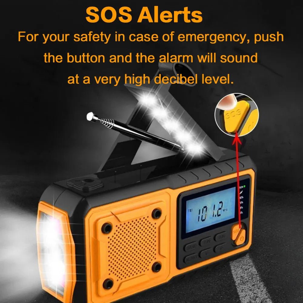 4000mAh Portable Emergency Solar Power Radio Hand Crank Charging AM/FM Weather Radio Led Reading Flashlight Bank Phone Charger - PrimeNest