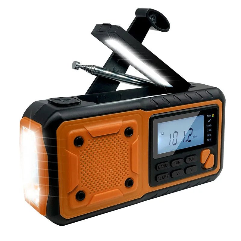 4000mAh Portable Emergency Solar Power Radio Hand Crank Charging AM/FM Weather Radio Led Reading Flashlight Bank Phone Charger - PrimeNest