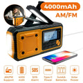 4000mAh Portable Emergency Solar Power Radio Hand Crank Charging AM/FM Weather Radio Led Reading Flashlight Bank Phone Charger - PrimeNest