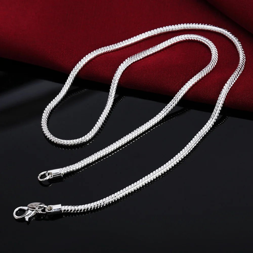 45-60cm Silver Color 1MM/2MM/3MM solid Snake Chain Necklace For Men Women Fashion Jewelry for pendant free shipping - PrimeNest