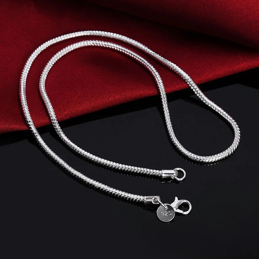 45-60cm Silver Color 1MM/2MM/3MM solid Snake Chain Necklace For Men Women Fashion Jewelry for pendant free shipping - PrimeNest