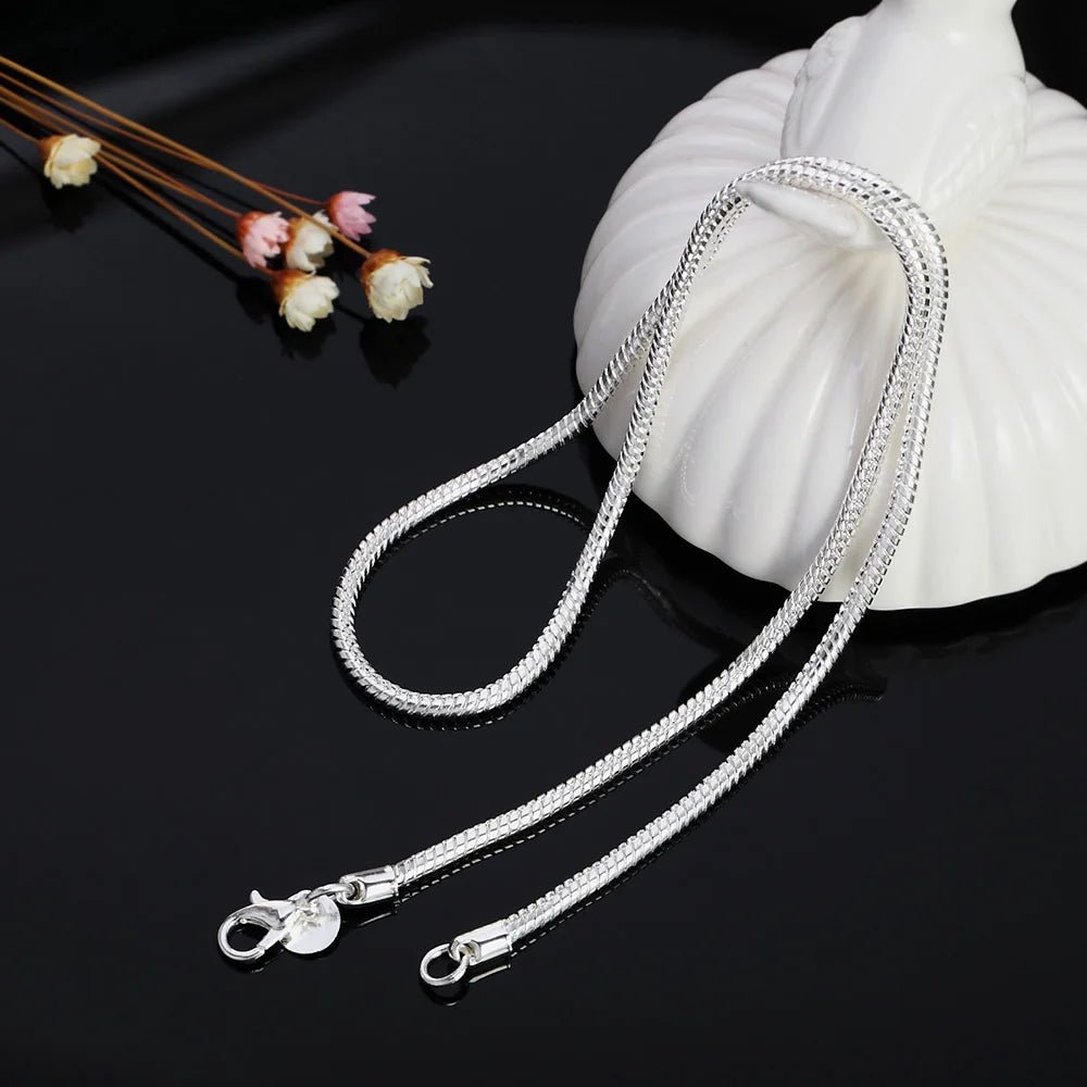 45-60cm Silver Color 1MM/2MM/3MM solid Snake Chain Necklace For Men Women Fashion Jewelry for pendant free shipping - PrimeNest