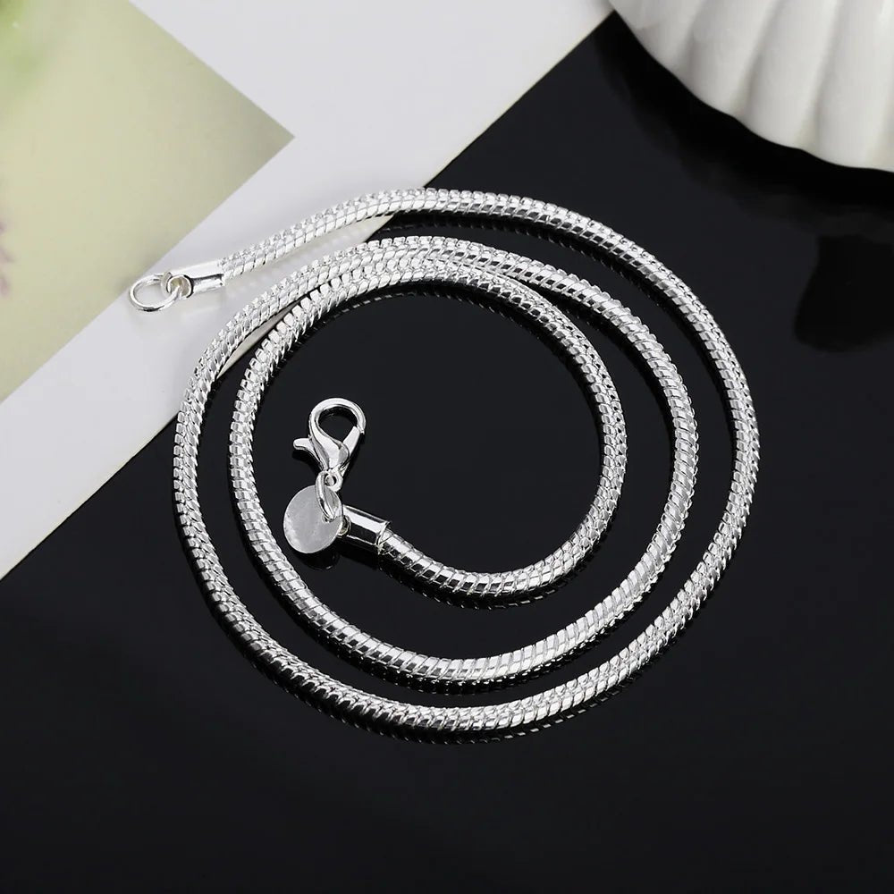 45-60cm Silver Color 1MM/2MM/3MM solid Snake Chain Necklace For Men Women Fashion Jewelry for pendant free shipping - PrimeNest