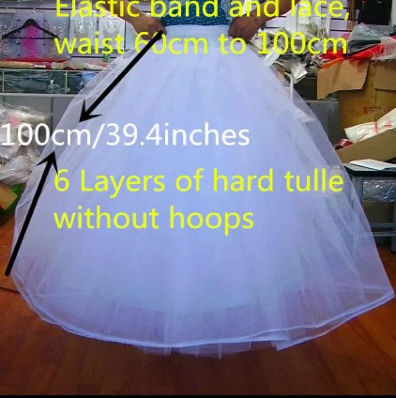 4/6/8 Layers Tulle Petticoat Wedding Accessories Chemise Without Hoops For A Line Wedding Dress Wide Puffy Underskirt - PrimeNest