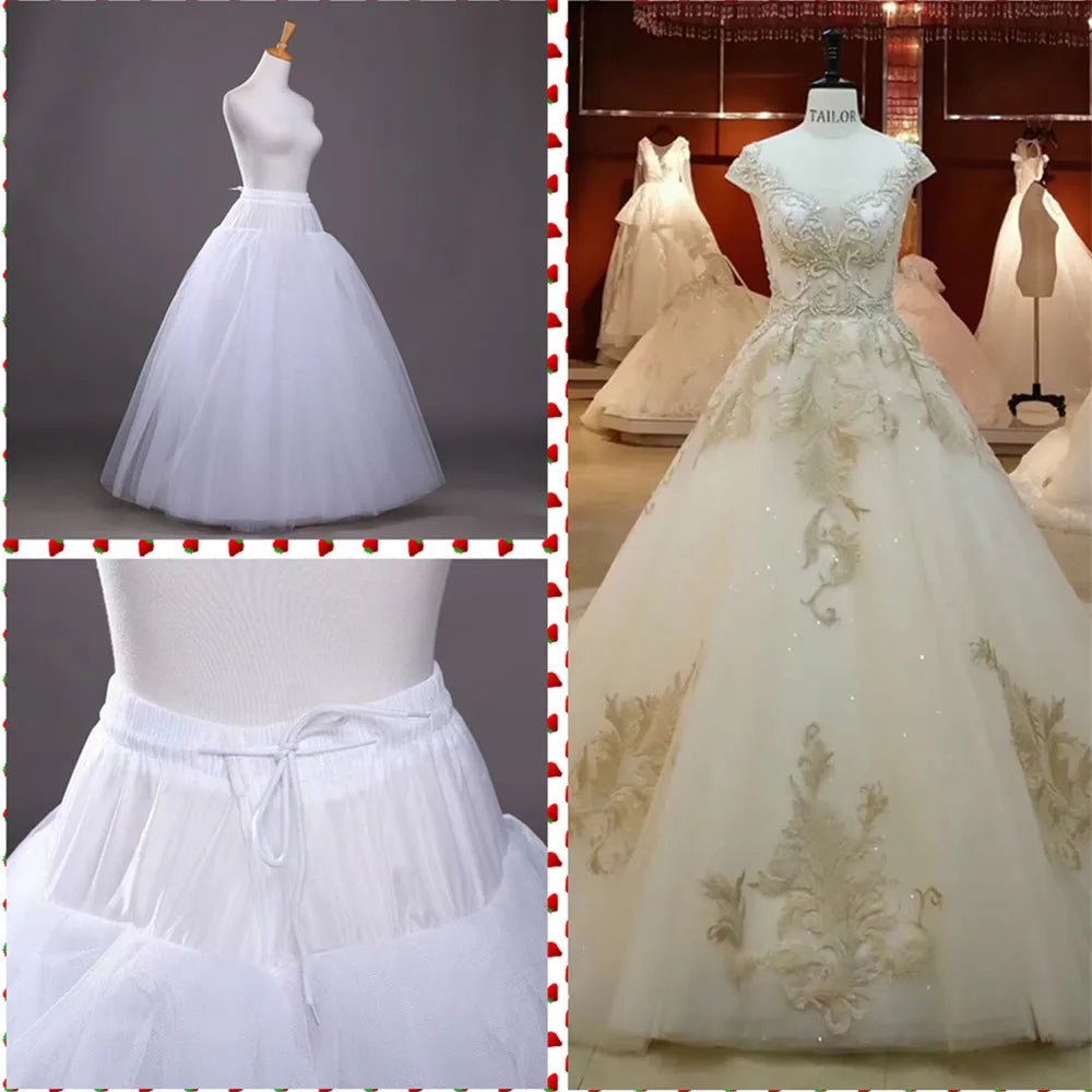 4/6/8 Layers Tulle Petticoat Wedding Accessories Chemise Without Hoops For A Line Wedding Dress Wide Puffy Underskirt - PrimeNest